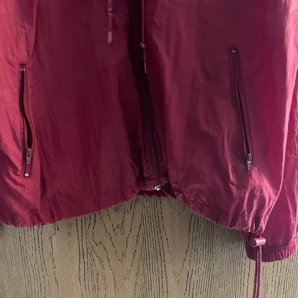 Vintage Reebok Maroon Nylon Windbreaker w/ Hide-away hood zip up - Picture 5 of 10